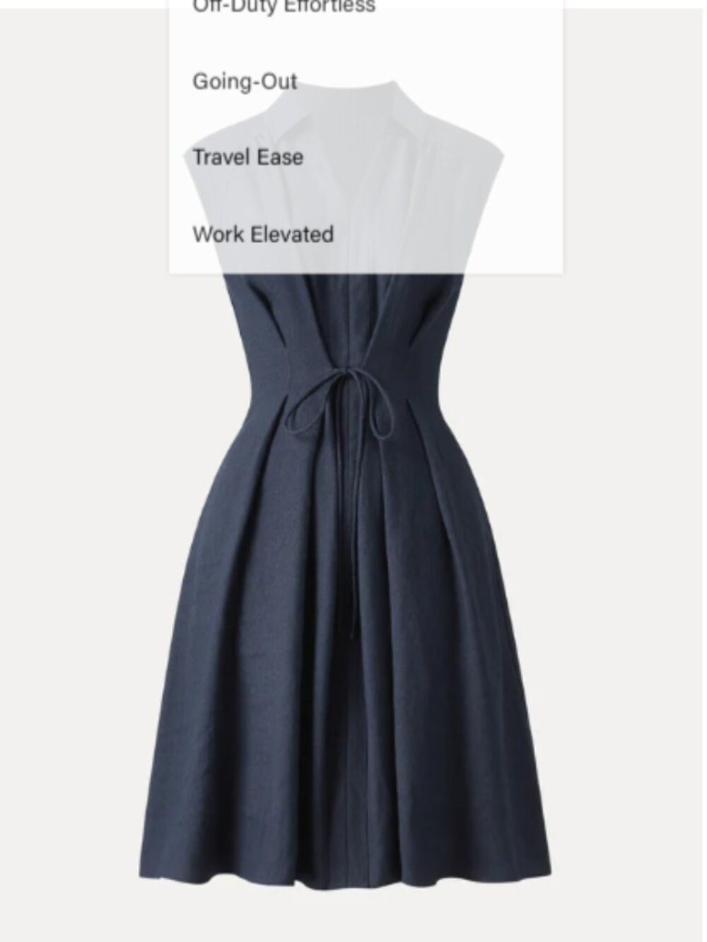 OGL Viscose-Linen Collared V-neck Midi Dress with Drawstring - Picture 3 of 3